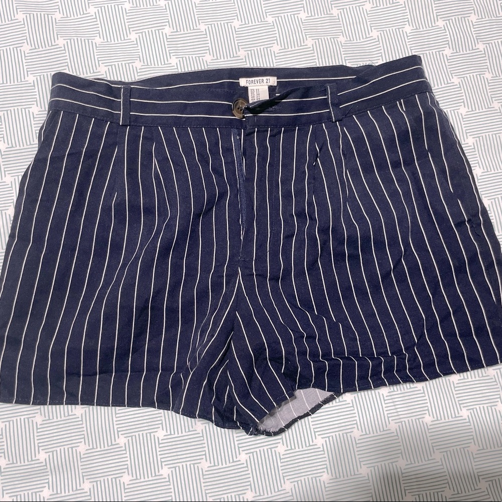 Navy Blue Striped Shorts - Forever 21 Small